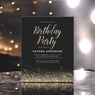 Flyer Orçamento Qualquer Glitter Preto Dourado Aniversár