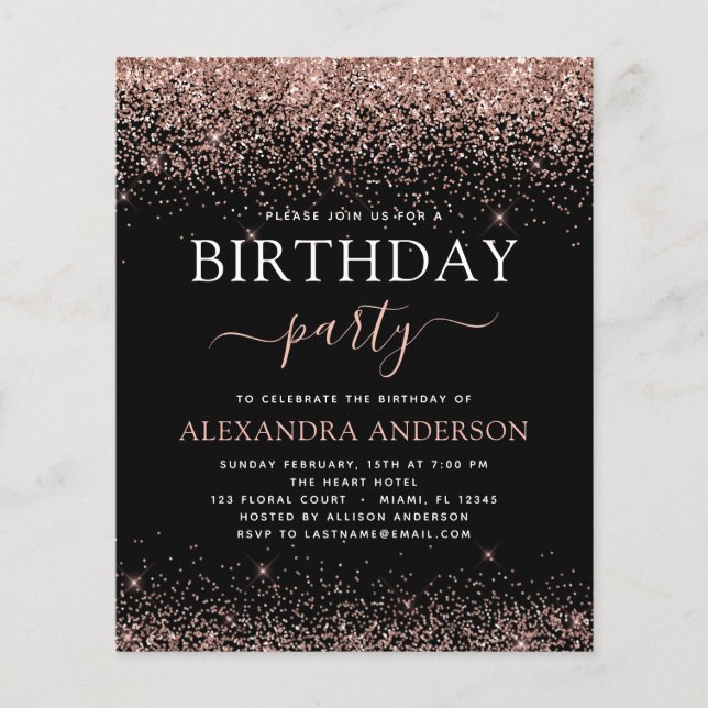 Flyer Orçamento Qualquer Rosa de Aniversário de Idade, R (Frente)