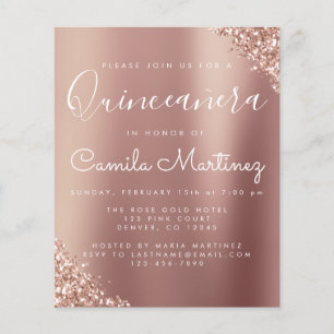 Flyer Orçamento Quinceanera Blush Pink - Rosa Dourado B