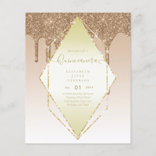 Flyer Orçamento Quinceanera Brilho Gotejante Glamour 15º