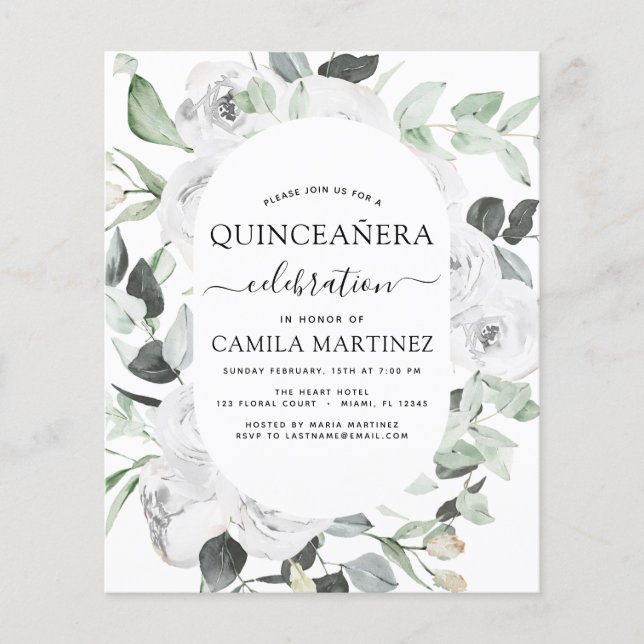 Flyer Orçamento Quinceañera Eucalyptus Convite Floral (Frente)