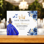 Flyer Orçamento Real Azul Salve a Data Quinceanera<br><div class="desc">Celebre com estilo o convite da Princesa Birthday Quinceañera, Rosa Floral e Dourada. Este elegante design apresenta flores cor-de-rosa macio, aliadas a sotaques de ouro luxuosos, perfeitas para uma celebração de 15 regal e memorável. O convite incorpora graça e sofisticação, ajustado de uma princesa. Os delicados detalhes florais e o...</div>