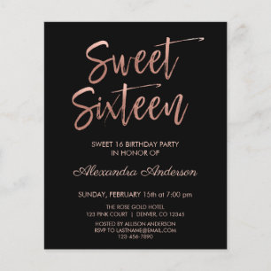 Flyer Orçamento Rosa Dourado Preto Aniversário de Sweet 