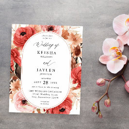 Flyer Orçamento Rosa e Vermelho Rosa Floral Casamento