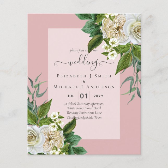 Flyer ORÇAMENTO ROSAS BRANCAS Convites CASAMENTO CHIC (Frente)