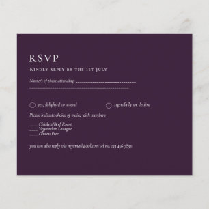 Flyer ORÇAMENTO RSVP Roxo Monocromático Casamento Modern
