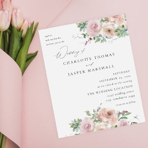 Flyer Orçamento Rubor Rosa Floral e Casamento de Suculen