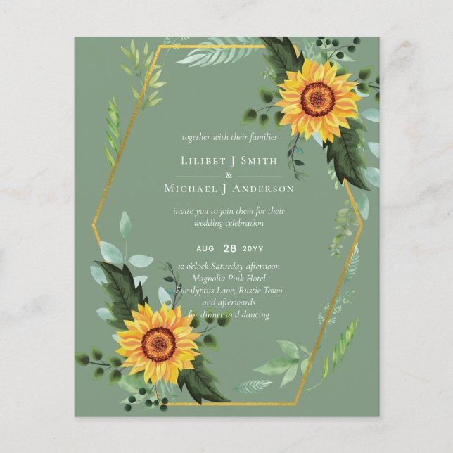 Flyer Orçamento Russo Girassóis Verde Sai Casamento (Frente)