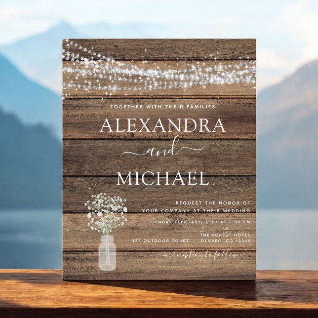 Flyer Orçamento Rustic Farmhouse Lights Convite De Casam (Criador carregado)