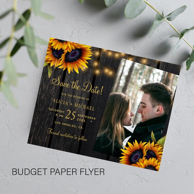 Flyer Orçamento rústico floral foto casamento salvar a d (Criador carregado)