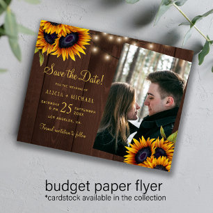 Flyer Orçamento rústico floral foto casamento salvar a d