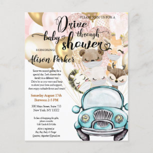 Flyer Orçamento Safari Animal Drive Por Chá de fraldas C