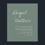 Flyer Orçamento Sage Green Boho Convite Simples De Casam<br><div class="desc">Orçamento Personalize este convite para Na moda boho Simples Elegante Verde e Branco com sua mensagem e detalhes com uma foto elegante no verso. Este convite minimalista inclui a tipografia da escrita à mão na moda com uma cor moderna para a celebração especial do dia do casamento.</div>