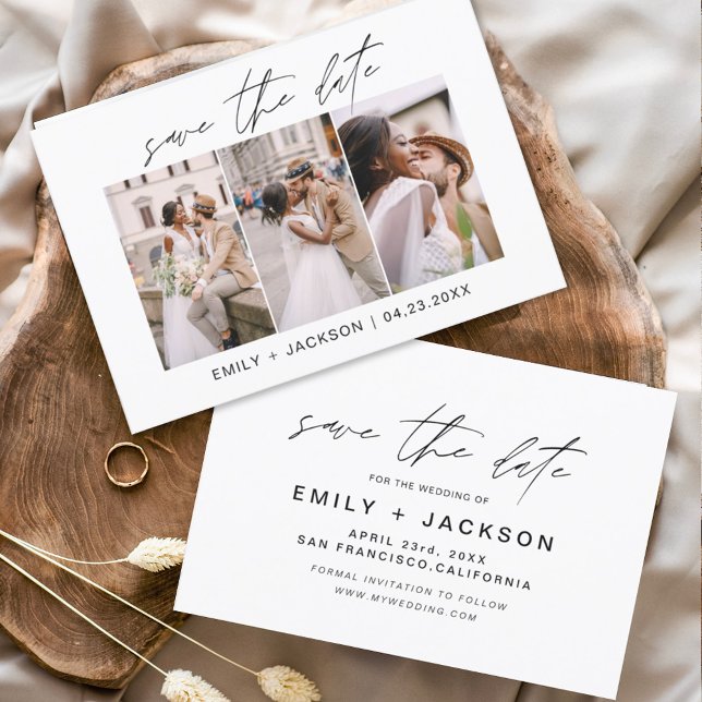 Flyer Orçamento Salva a Data 3 Foto Elegante Moderna (Criador carregado)