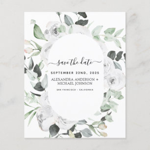 Flyer Orçamento Salvar a data Eucalyptus White Floral