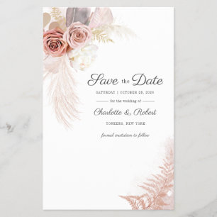 Flyer Orçamento Salvar A Data Moderna Pampas Grass Flor