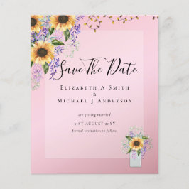 Flyer ORÇAMENTO SALVO AS DATAS Rústicas Girassóis Roxo