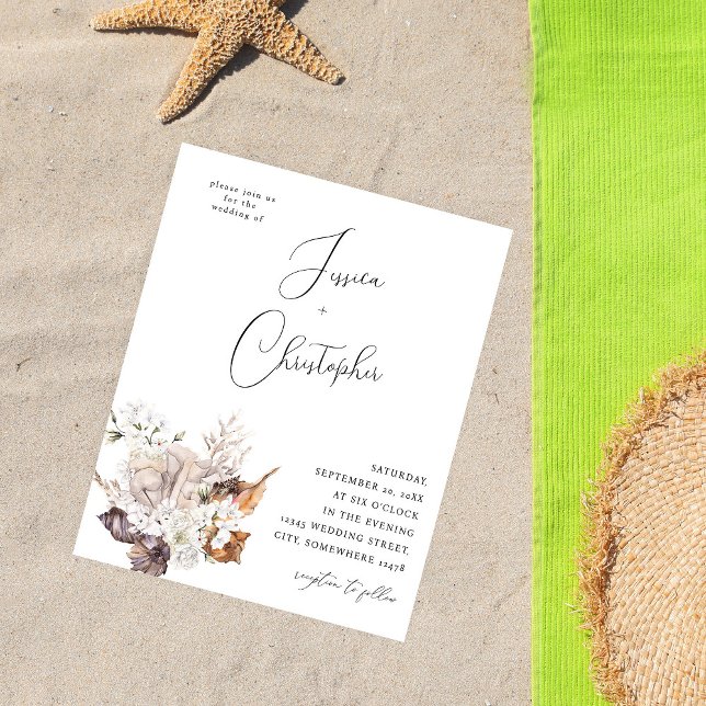 Flyer Orçamento Seashells & White Floral Casamento 2 (Criador carregado)