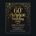 Flyer Orçamento Surpresa 60 Aniversário Negro e Dourado<br><div class="desc">Folheto do Convite de aniversário 60. Design elegante em ouro preto e brilhante. Possui fonte de script na moda e confetti. Envie-me uma mensagem se precisar de idade personalizada. *** Observe que este design será impresso em um papel muito fino para panfleto e ele não vem com envelopes. Perfeito para...</div>