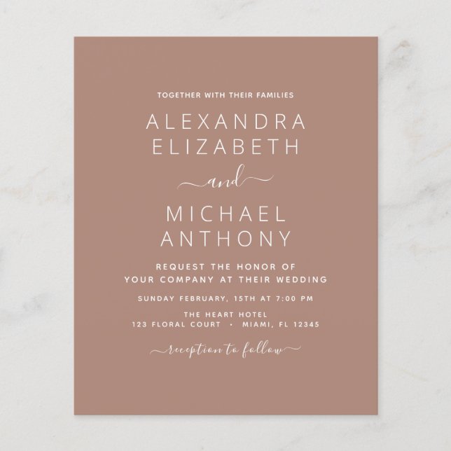 Flyer Orçamento Terra Cotta Boho Casamento Moderno Simpl (Frente)