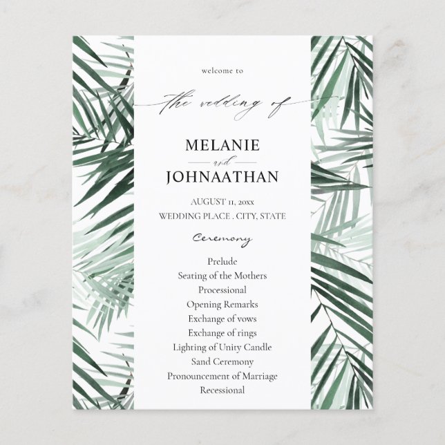 Flyer Orçamento Tropical Palm Sai Cerimônia de Casamento (Frente)