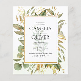 Flyer Orçamento Tudo em 1 Greenery Dourado deixa casamen