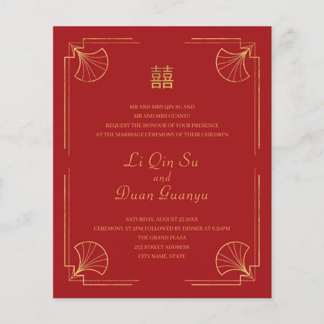 Flyer Orçamento Vermelho e Dourado Felicidade Dupla Casa (Frente)
