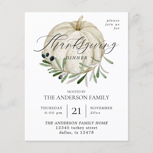 Flyer Orçamento White Pumpkin Ação de Graças (Frente)