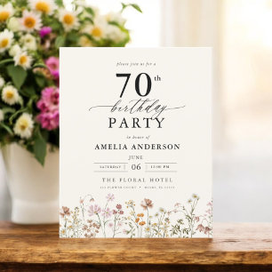 Flyer Orçamento Wildflower Floral 70 Aniversário Convite