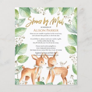 Flyer Orçamento Woodland Deer Floral Chá de fraldas por