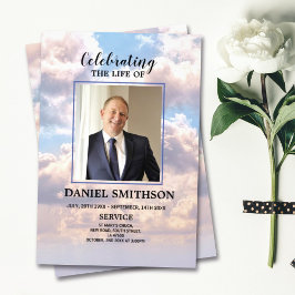 Flyer Ordem Funeral de Serviço Celebrando Nuvens de Vida