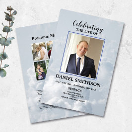 Flyer Ordem Funeral de Serviço Celebrando Nuvens de Vida