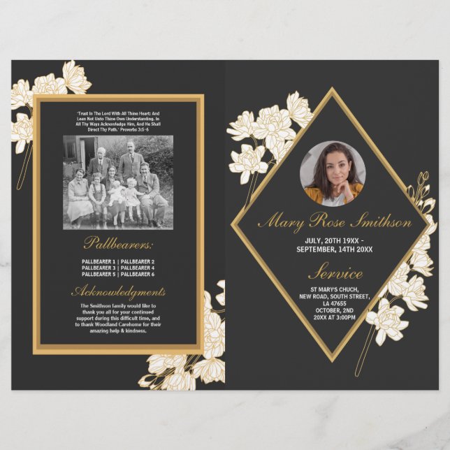 Flyer Ordem Funerária de Serviço Vida Escura Floral (Frente)