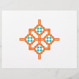 Flyer Ornamento azul laranja