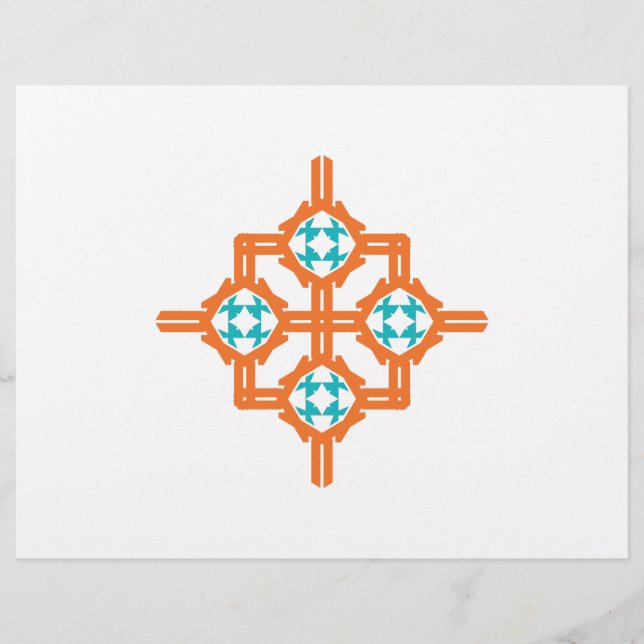 Flyer Ornamento azul laranja (Frente)