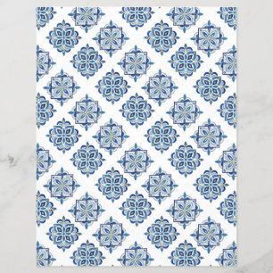 Flyer Ornamento bordado azul no branco