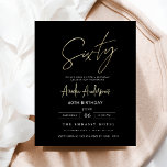 Flyer Ortografia Preta e Dourada do Orçamento 60º Aniver<br><div class="desc">Comemore a fazer 60 anos de estilo com um Convite de Aniversário Dourado e Preto para Script Minimalista! Apresentando sotaques negros e dourados, tipografia elegante da escrita, e um design limpo e moderno, este convite dá o tom para uma celebração sofisticada. Perfeito para qualquer lugar, de salões quentes a encontros...</div>