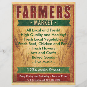 Flyer Os fazendeiros introduzem no mercado comem o Local