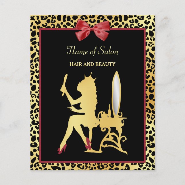 Flyer Ouro Coroa Leopardo Vermelho Arco Salões (Frente)