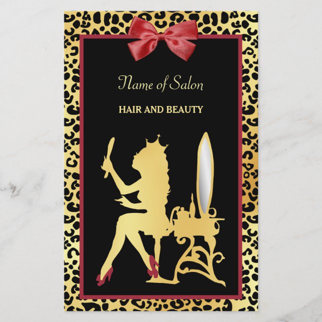 Flyer Ouro Crown Leopard Red Arco Salon Grande Abertura (Frente)