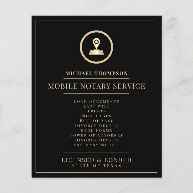 Flyer Ouro e negro elegante e profissional (Frente)