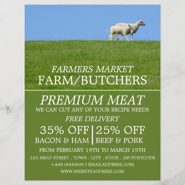 Flyer Ovelhas na Grama, Publicidade de Fazendeiro e Açou (Frente)