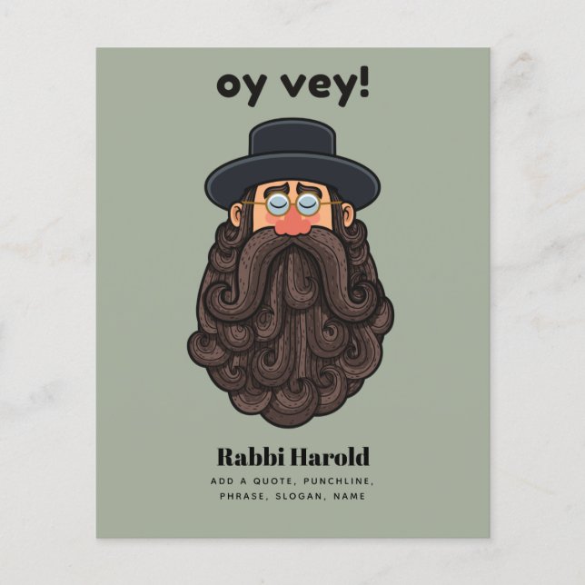 Flyer OY VEY! Funny RABBI Peronalizado (Frente)