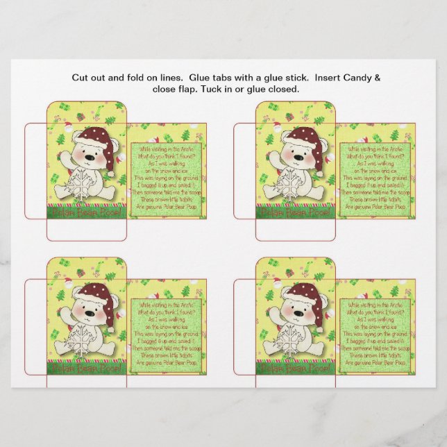Flyer Pacote de Doces Divertidos Urso Polar com Frase (Frente)