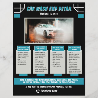 Flyer Pacote de Preço de Detalhes Automotivos de Lavagem