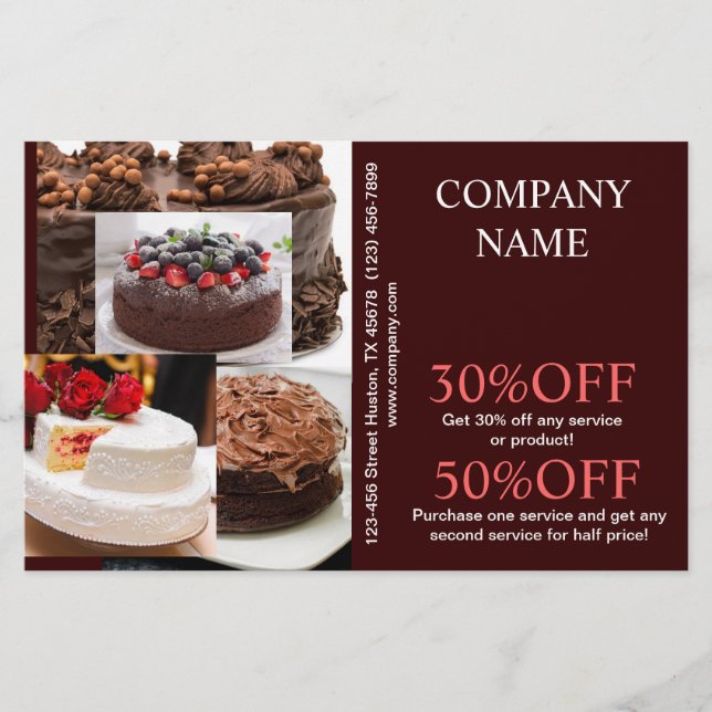 Flyer padaria de bolo de noiva de sobremesa (Frente)