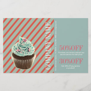Flyer padaria de bolos femininos vintage catering cupcak