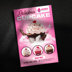 Flyer Padaria de Cupcake Moderna Loja de Bolo de Sobreme