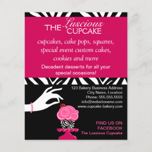 Flyer Padaria de Cupcake Zebra Sassy