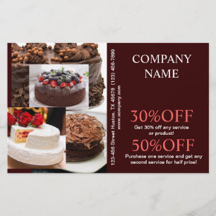 Flyer padaria do padeiro do bolo de casamento da